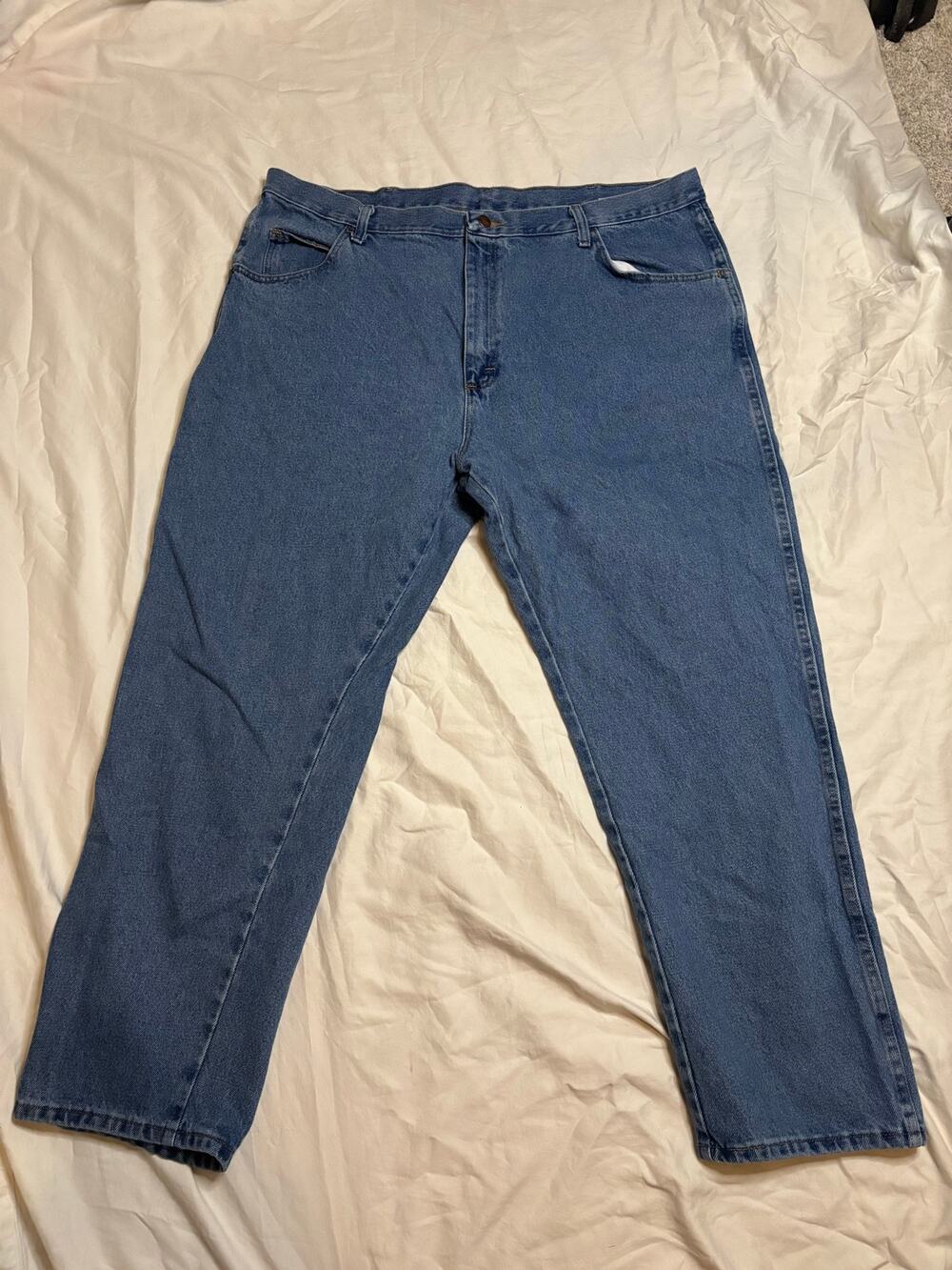 Vintage Rustler Regular Fit Straight Leg Blue Denim Work Jeans
